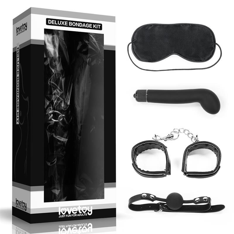 Kit Bondage Deluxe con Vibrador Negro Kit Bondage Deluxe con Vibrador Negro