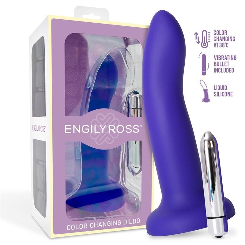 Dildo con Vibración que Cambia de Color Azul a Púrpura Talla M 17 cm Dildo con Vibración que Cambia de Color Azul a Púrpura Talla M 17 cm