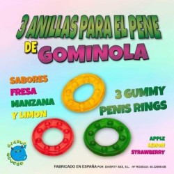 Set 3 Anillos Gominola Sabor Fresa, Limón y Manzana