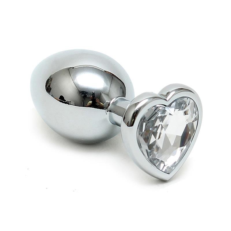 Plug Anal Acero Inox Cristal Corazón Transparente Plug Anal Acero Inox Cristal Corazón Transparente