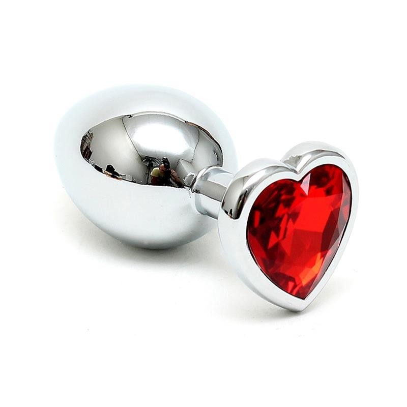 Plug Anal Acero Inox Cristal Corazón Rojo Plug Anal Acero Inox Cristal Corazón Rojo