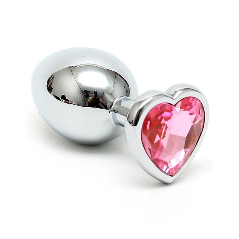 Plug Anal Acero Inox Cristal Corazón Rosa Plug Anal Acero Inox Cristal Corazón Rosa