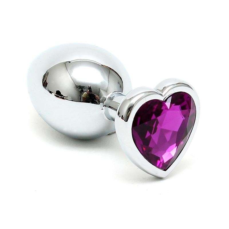 Plug Anal Acero Inox Cristal Corazón Púrpura Plug Anal Acero Inox Cristal Corazón Púrpura