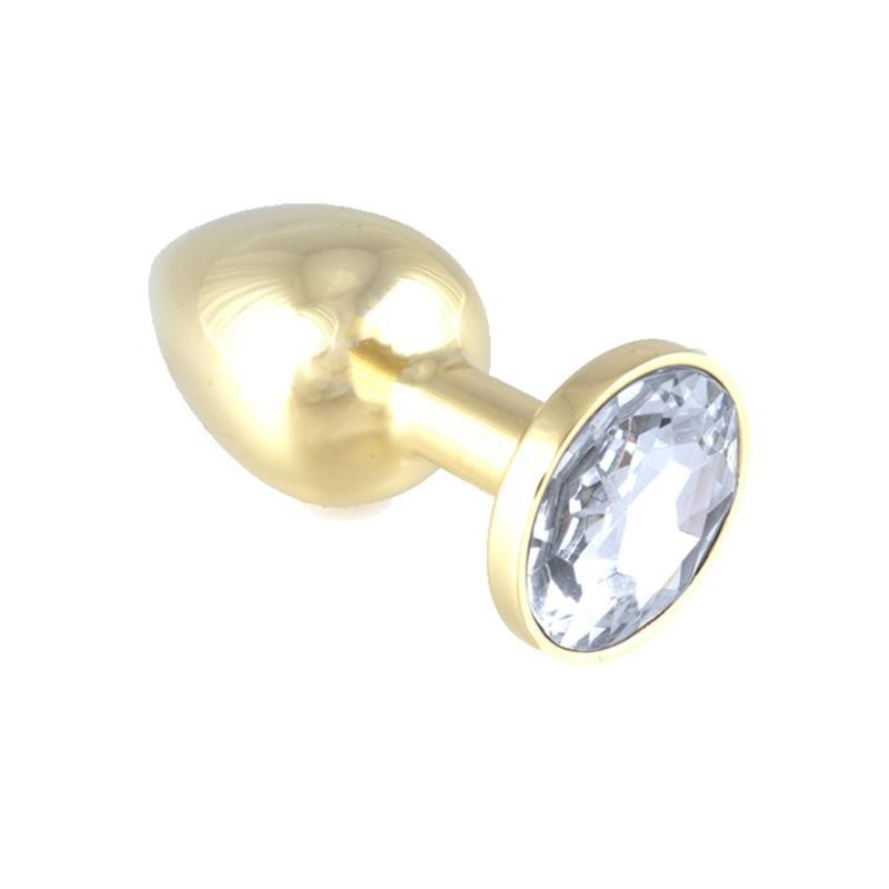 Plug Anal Acero Inoxidable Dorado-Transparente Plug Anal Acero Inoxidable Dorado-Transparente