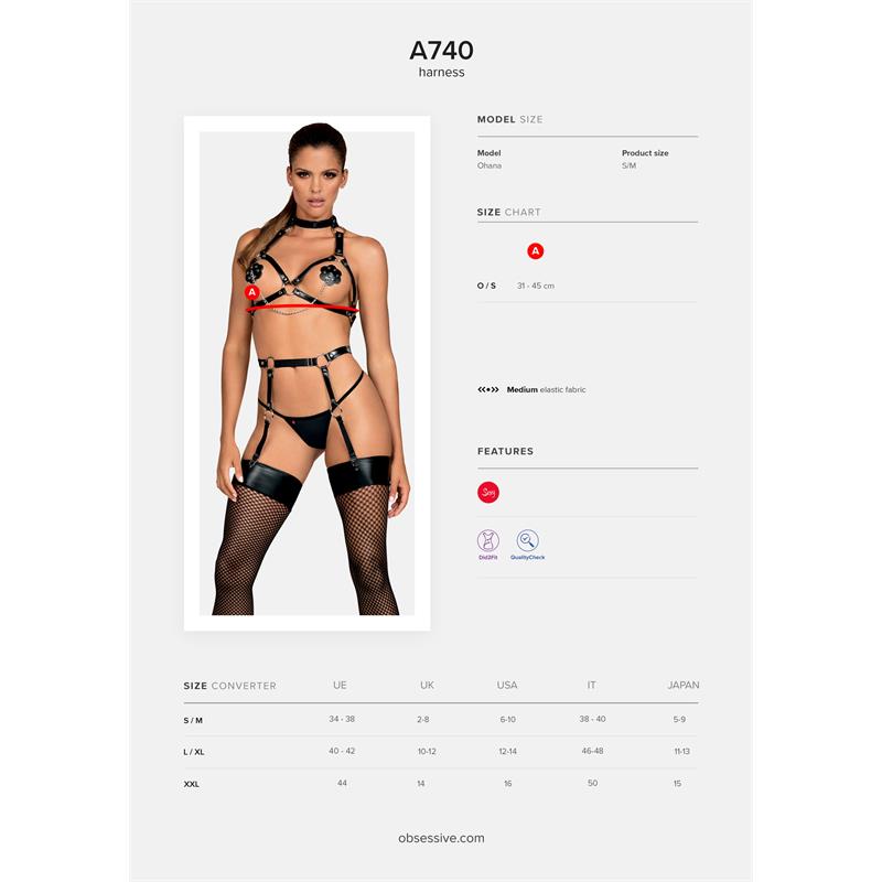 A740 Arnés de Pecho para Bondage Talla Única Ajustable - Imagen 5