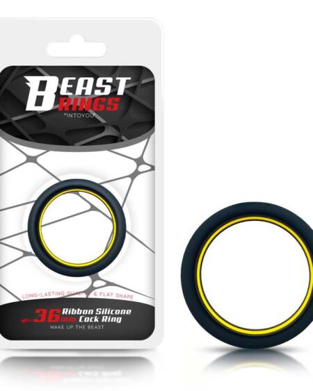 Anillo para el Pene 100% Silicona Sólida 3.6 cm Amarillo y Negro