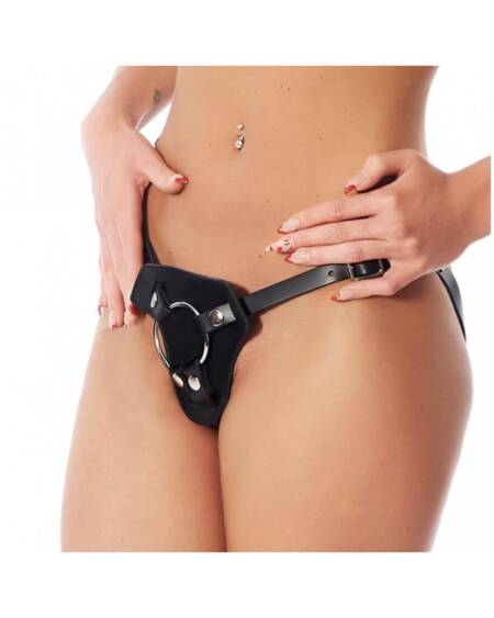 Arnés Ajustable de Cuero con Anillo en Forma de O