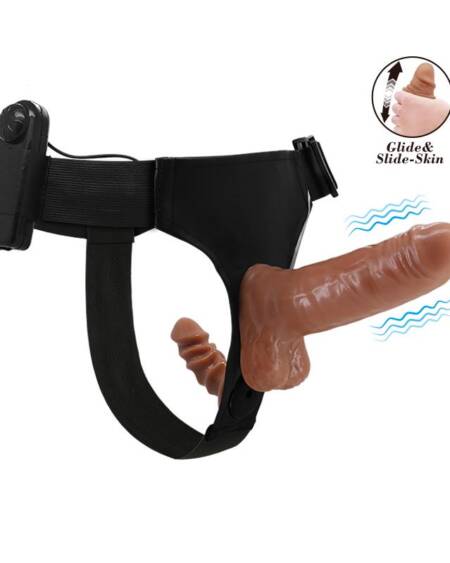 Arnés con Dildo Doble Retractil con Vibración