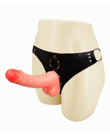 Arnés con Dildo y Testículos Natural 18,3 cm
