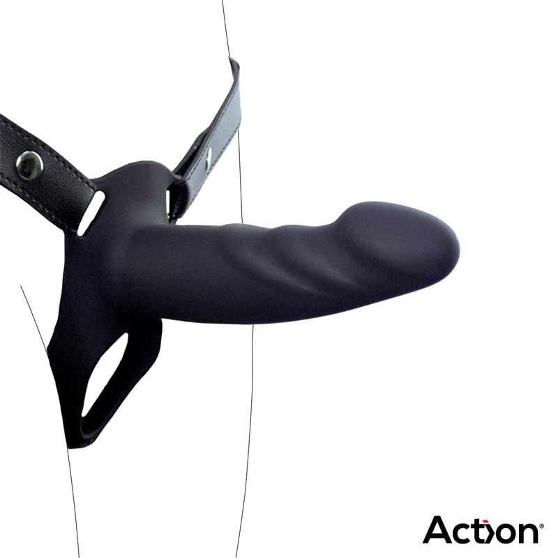 Arnés Strap-On con Dildo Hueco Silicona Premium Talla S Negro - Imagen 4