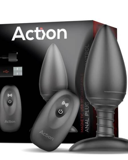 Asher Plug Anal con Control Remoto USB Magnético Negro
