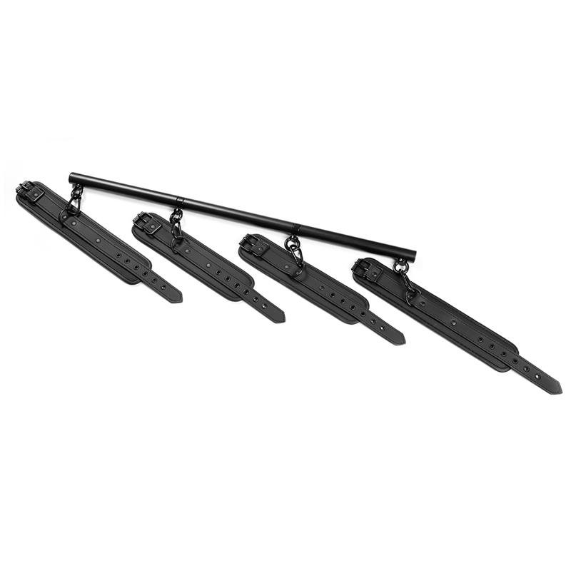 Barra Separadora Rígida Desmontable y 4 Esposas Desmontables Neopreno y Cuero Vegano - Imagen 4