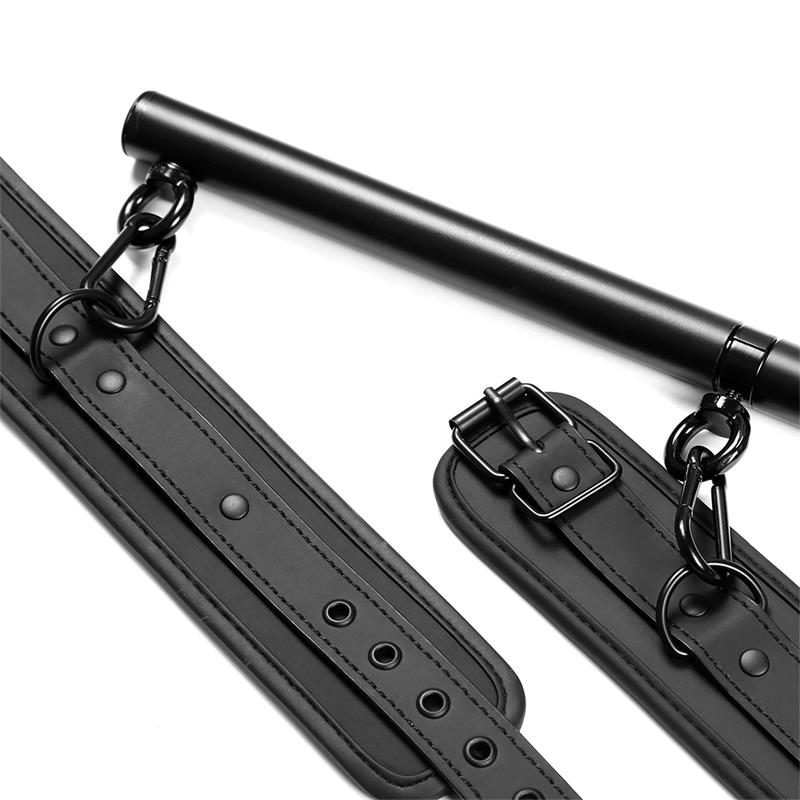 Barra Separadora Rígida Desmontable y 4 Esposas Desmontables Neopreno y Cuero Vegano - Imagen 5