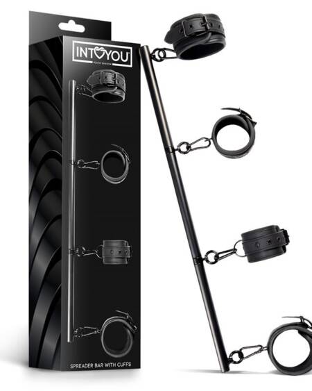 Barra Separadora Rígida Desmontable y 4 Esposas Desmontables Neopreno y Cuero Vegano