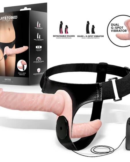 Batek Arnés con Dildo Doble Desmontable, Punto G y Vibración Control Remoto