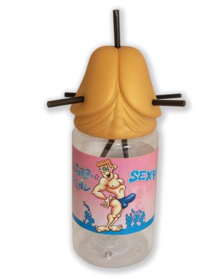 Biberón en Forma de Pene con 5 Pajitas Gold Edition