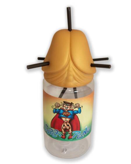 Biberón en Forma de Pene con 5 Pajitas Gold Edition