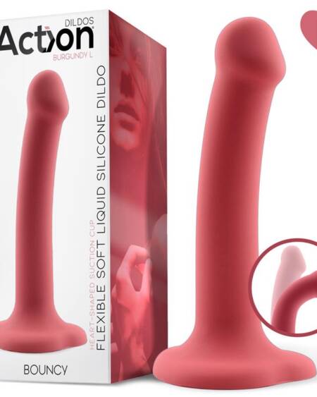 Bouncy Dildo Silicona Líquida Hiper Flexible 7.5 - 19 cm Talla L Burgundy