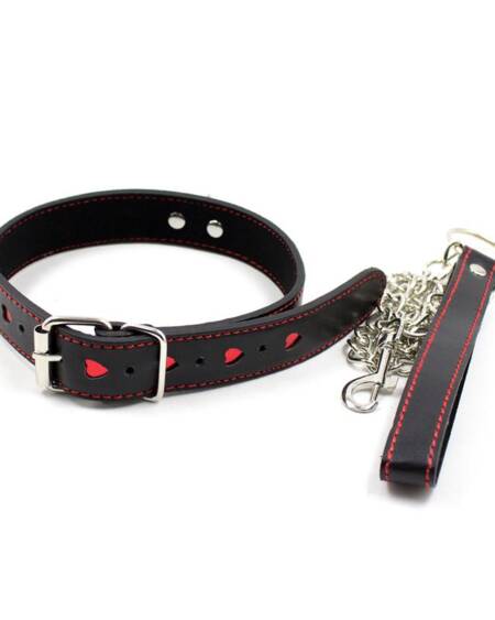 Collar con Cadena de Metal Negro/Rojo