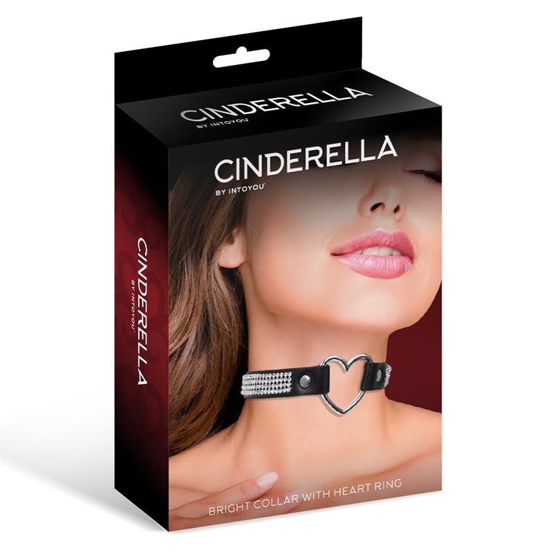 Collar con Corazón y Pedrería Estilo Choker Cuero Vegano Talla Única - Imagen 3