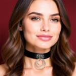 Collar con Doble Aro Cuero Vegano Talla Única