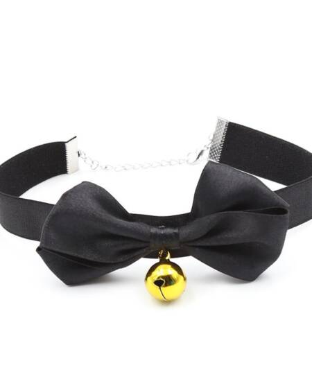 Collar con Lazo y Cascabel 29 cm Negro M