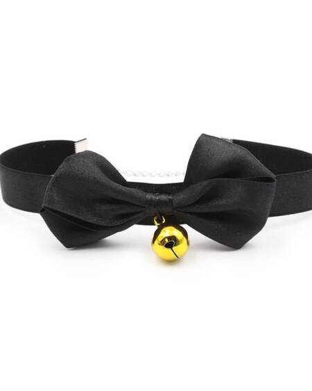 Collar con Lazo y Cascabel 36 cm Negro L
