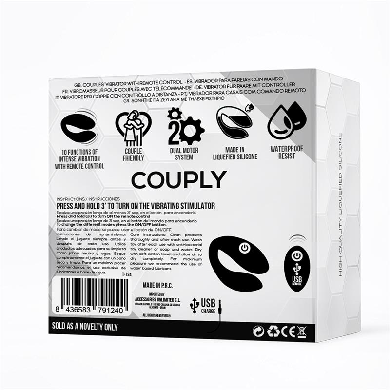 Couply Juguete para Parejas con Control Remoto USB Unibody Silicona Líquida - Imagen 3