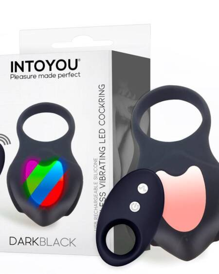 Darkblack Anillo Vibrador con Led Control Remoto USB Silicona