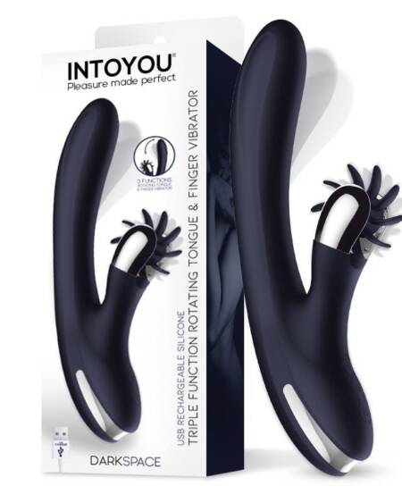 Darkspace Vibrador con Lenguas Rotadora y Movimiento Finger Azul