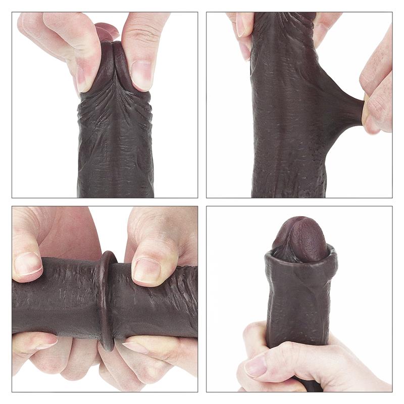 Dildo con Piel Retractil 7 Negro - Imagen 11
