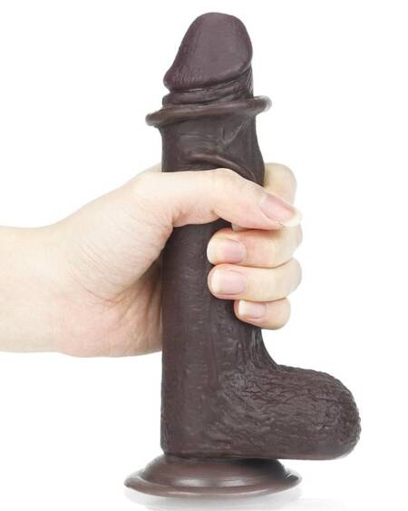 Dildo con Piel Retractil 7 Negro