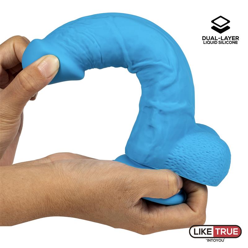 Dildo Realista Silicona Líquida Dual Layer 8 Azul - Imagen 5