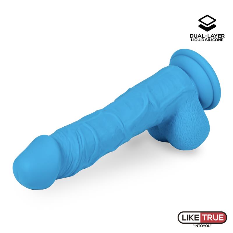 Dildo Realista Silicona Líquida Dual Layer 8 Azul - Imagen 7