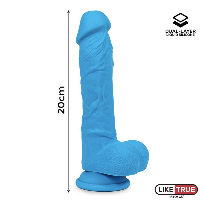 Dildo Realista Silicona Líquida Dual Layer 8 Azul - Imagen 8