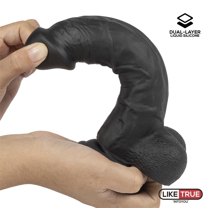 Dildo Realista Silicona Líquida Dual Layer 8 Negra - Imagen 5