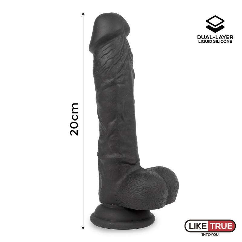 Dildo Realista Silicona Líquida Dual Layer 8 Negra - Imagen 8
