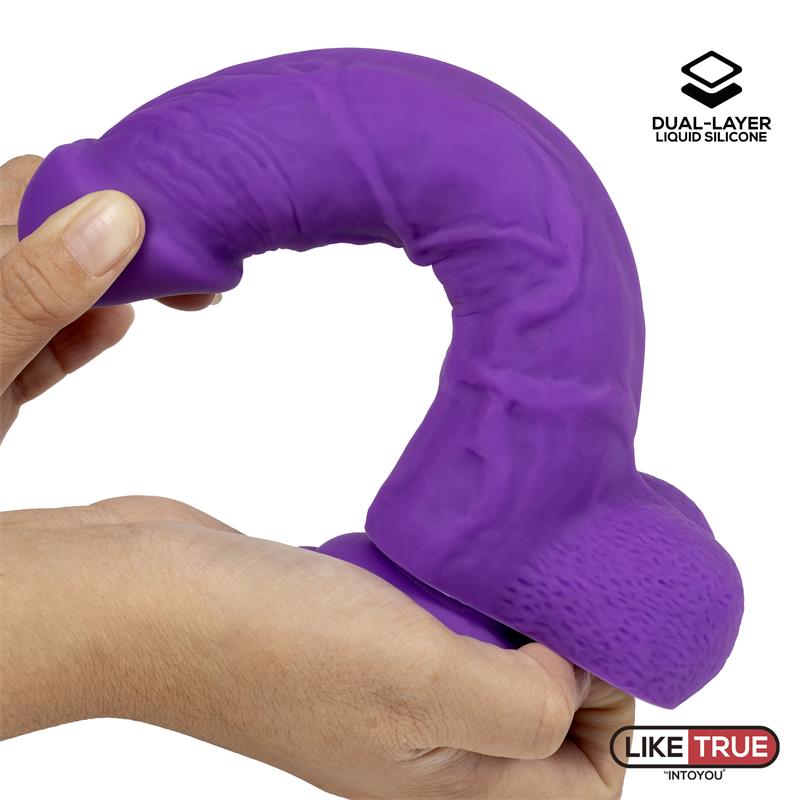 Dildo Realista Silicona Líquida Dual Layer 8 Púrpura - Imagen 5