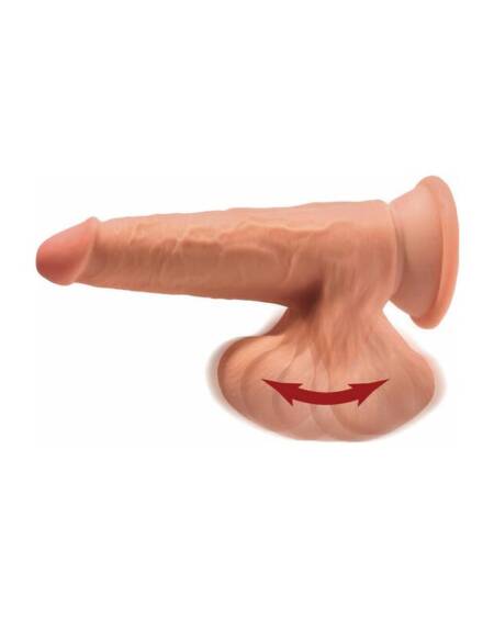 Dildo Triple Densidad Testículos Oscilantes 7 Caramelo