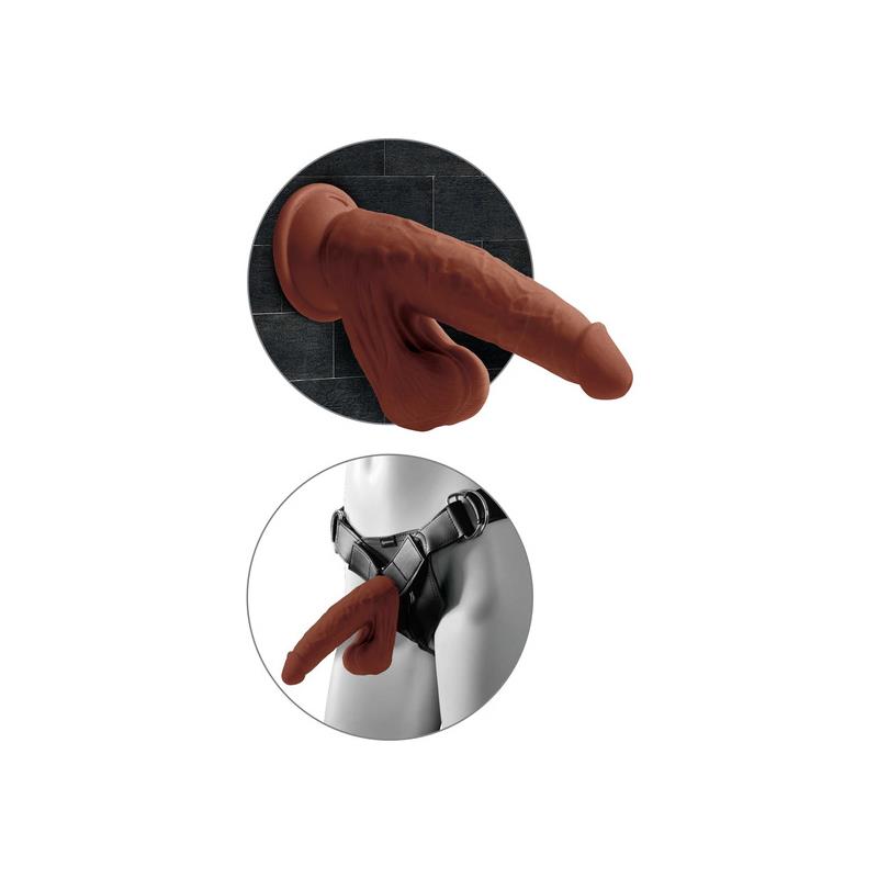 Dildo Triple Densidad Testículos Oscilantes 8 Caramelo - Imagen 4