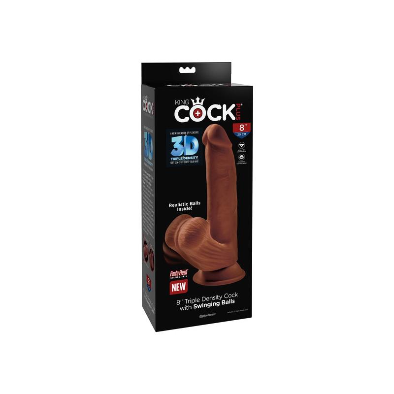 Dildo Triple Densidad Testículos Oscilantes 8 Caramelo - Imagen 5