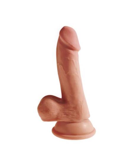 Dildo Triple Densidad con Testículos 6.5 Caramelo