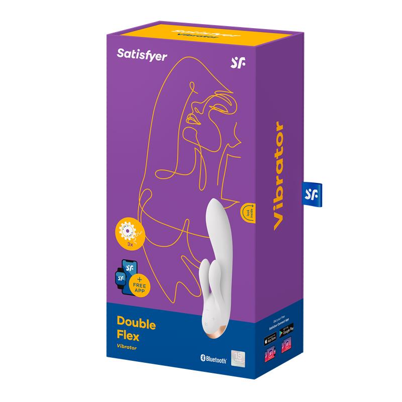 Double Flex Vibrador Punto G 3 Motores Satisfyer APP Connect Blanco - Imagen 6