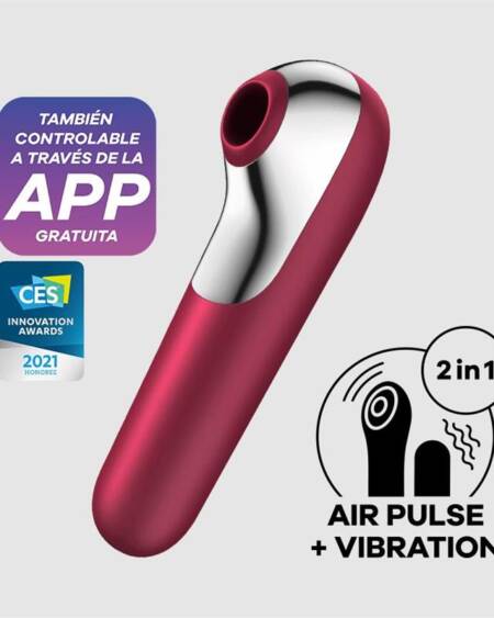 Dual Love Vibrador y Succionador de Aire Pulsado Rojo