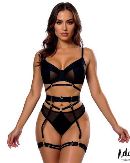 Ellie Set Sujetador, Tanga, Liguero y Ligas