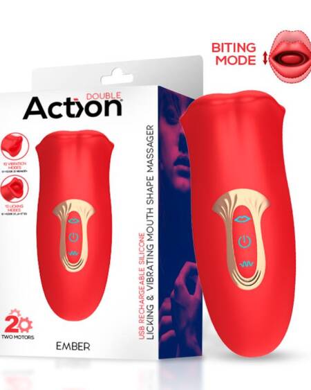 Ember Masajeador Forma Boca con Lameteo y Vibración USB Silicona