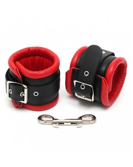 Esposas para Pies Cuero Negro y Rojo 7cm