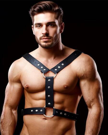 Fabrio Arnés Masculino para Bondage Cuero Vegano