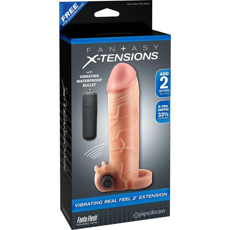 Fantasy X-tensions Vibrador Real Feel de 5,1 cm con Extensión - Color Natural - Imagen 4