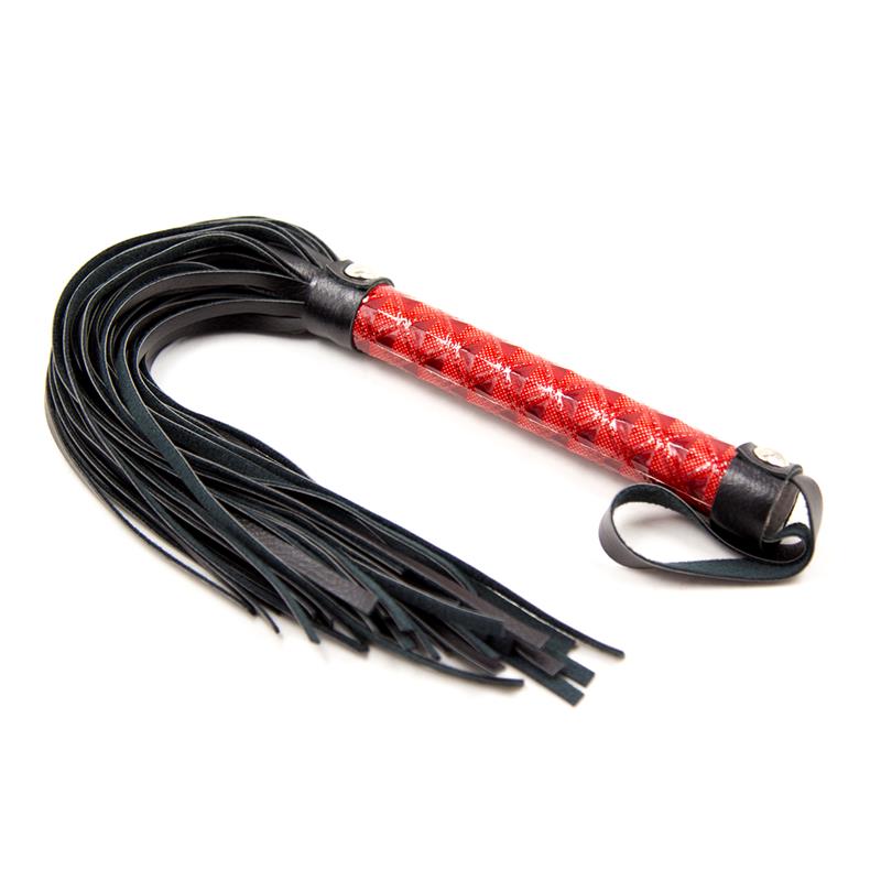 Flogger Patron de Diamante y Mango de Metal 39 cm Rojo - Imagen 2